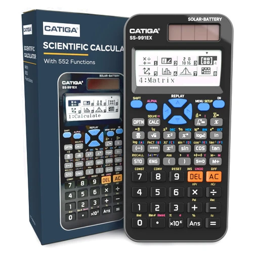 CATIGA SS-991EX Scientific Calculator with Advanced 550 Functions- Solar & Battery Powered, Multi-Function, High School & College Math, Trigonometry, Statistics, Algebra, Durable, Large Display