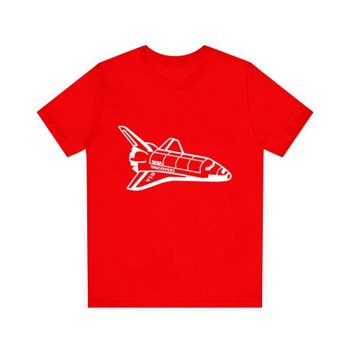Eyecandy Decals Space Shuttle Discovery Design on a Unisex Jersey Short Sleeve Tee, NASA Graphic, Space Apparel, Astronaut-Inspired Clothing
