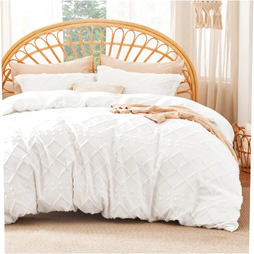 Bedsure Boho Duvet Cover Queen Size with Fitted Sheet - Boho Bedding Comforter Set, 4 Pieces, Includes 1 Duvet Cover 90