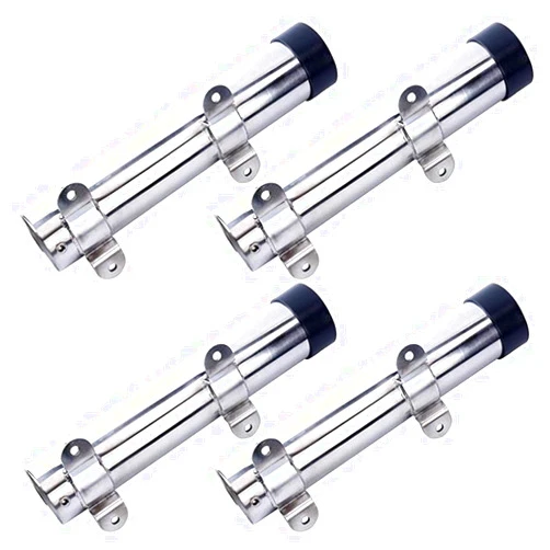 Amarine Made 4Pcs Boat Fishing Rod Holder, Stainless Steel Fishing Pole Holder, Side / Transom Mounted Rod Holders with Weld Brackets, Suitable for Kayak - 7643sh1
