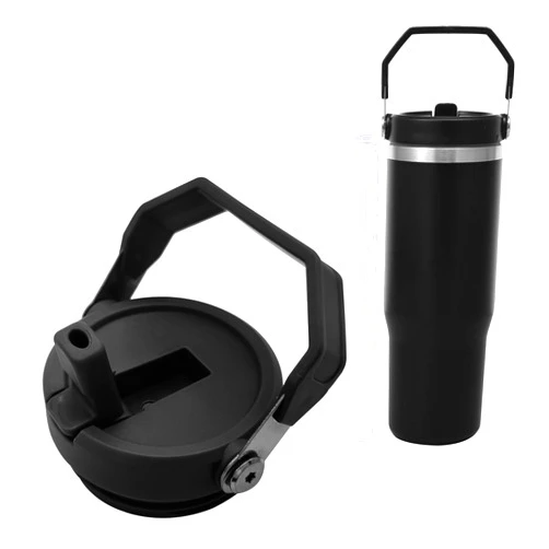 NETRIWOW Flip Tumbler Lid Replacement with Straw for Stanley 20 oz And 30 oz IceFlow Flip Tumbler(Black)