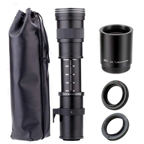 JINTU 420-1600mm f/8.3 HD Manual Telephoto Zoom Lens for Canon Nikon SLR Cameras 4000D 2000D T7 T7i T6 T6i T5 T5i 80D 77D 650D 70D 60D 50D 5D D5600 D5500 D3100 D3200 D3300 D3400 D90 D5200 D7500