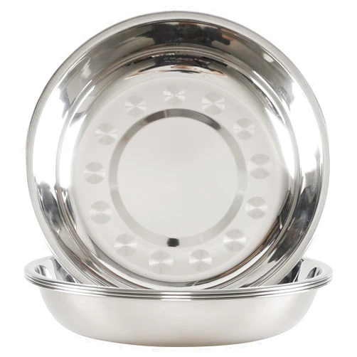 Uumitty Stainless Steel Dessert Appetizer Plates, Round Lunch Plates, Small Serving Camping Salad Plate for Outdoor Camping, Pack of 4