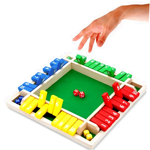 Nicecho Shut The Box Dice Game,2-4 Player Family Wooden Board Table Math Games for Adults and Kids, 8 Dices Classics Tabletop Version Games for Classroom,Home,Party or Pub