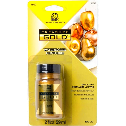 FolkArt Gold Assorted Easy to Apply DIY Crafts, Art Supplies with A Metallic Finish Treasure Paint 2 Fl Oz 59 Ml (Pack of 1)