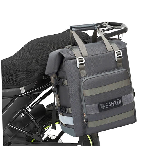 Dreamoon Waterproof Motorcycle Saddlebags, 20L Motorbike Travel Luggage Pack, Motorbike Side Bag Quick Release Bike Motorcycle Pannier Bag, Grey, 1 Pack