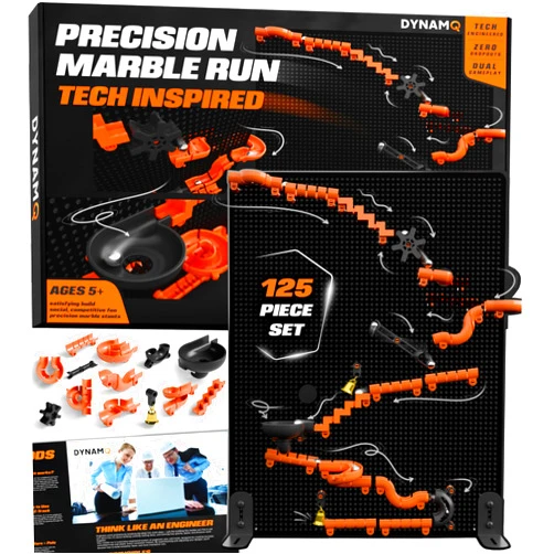 THE SCHOLAR ANT Precision Marble Run - 125 Piece STEM Building Set - Educational Learning Science Toys Kits for Kids Ages 5+ Adults - 3D Marble Maze Construction Game, Christmas Birthday Gifts for Boys, STEM Project