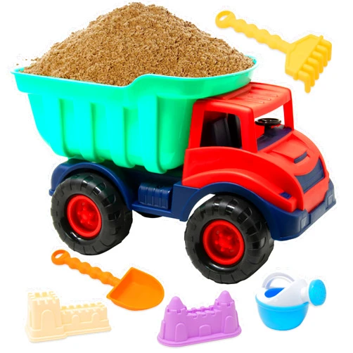 Kiddie Play Beach Toys Sand Toys for Kids, Beach Dump Truck Set Includes Sand Castle Molds, Shovel, Rake, Watering Can