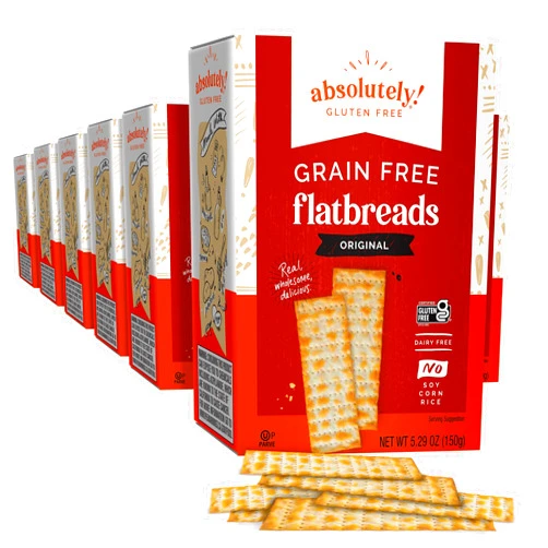 Absolutely Gluten Free Original Flatbread, 5.25oz (6 Pack) | Grain Free Crackers | Dairy Free | No Soy, Corn or Rice