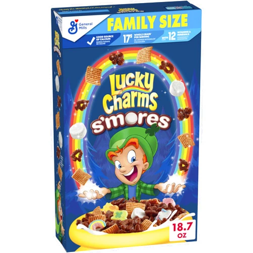 Lucky Charms S’mores Cereal with Marshmallows, With Leprechaun Trap, Made With Whole Grain, Family Size, 18.7 OZ