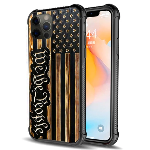 DAIZAG Compatible with iPhone 13 Case,All-Round Protection Shockproof Anti-Scratches TPU Cover,Cases for Man Woman-We The People USA Flag Wood Grain American Flag