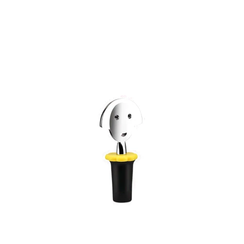 Alessi Bottle Stopper, Black, Plastic, Cylindrical, Wine-Bottle-Stoppers