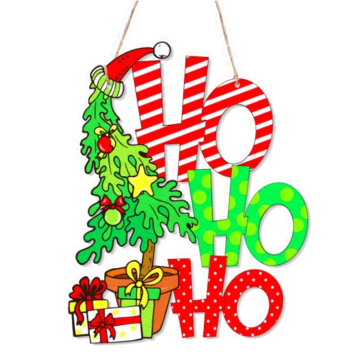 FoldTier Christmas Decorations Hanging Sign Merry Christmas Wooden Door Sign Gnome Door Hanger decor for Xmas Holiday Indoor Outdoor Door Wall Tree Decorations(Hohoho Style)