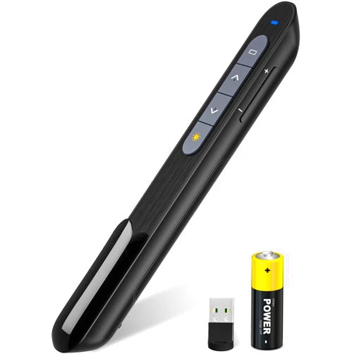 NinjaABXY Presentation Clicker, Wireless Presenter with Red Light Pointer, Clicker for Powerpoint Presentations RF 2.4GHz USB Presenter Remote Google Slide Advancer with Hyperlink Volume Control