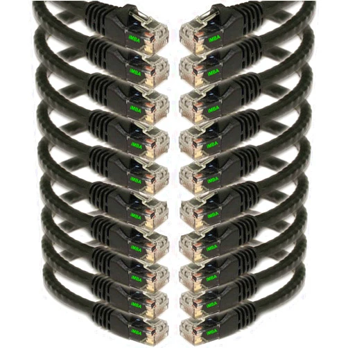 iMBAPrice - 100 ' Cat5e RJ45 Network Ethernet Patch Cable, (10 Pack), Black (IMBA-CAT5-100BK-10PK)
