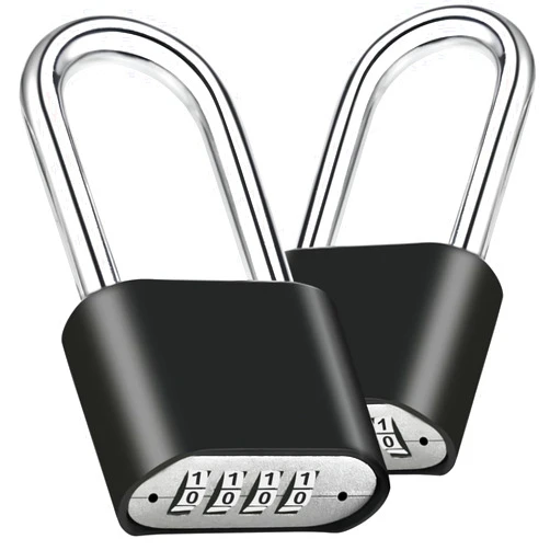 Faburo 2pcs Combination Lock, 4-Digit Heavy Duty Combo Lock, Combination Padlock Outdoor Waterproof Gate Locks for Outdoor Fence, Locker, Sheds, Gym, Gate Hasps(Black)