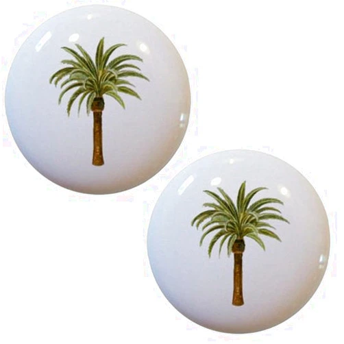 Carolina Hardware Knobs Set of 2 Palm Tree Ceramic Cabinet Drawer Knobs