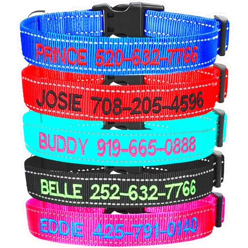 TOGTOG Personalized Dog Collar,Dog Collar with Name.Embroidered Dog Name and Phone Number,5 Adjustable Sizes XS Small, Medium, Large with X-Large