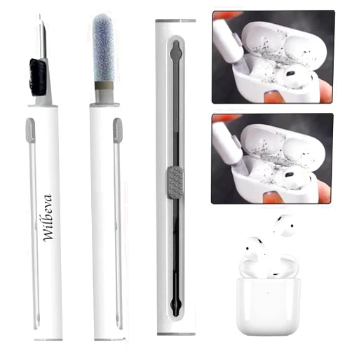 Wilbeva Cleaner Kit for Airpods, Wilbeva Bluetooth Earbuds Cleaning Pen for Airpods Pro 1 2 3 Samsung MI Android Earbuds, 3 in 1 Compact Multifunctional Headphones Case Cleaning Tools