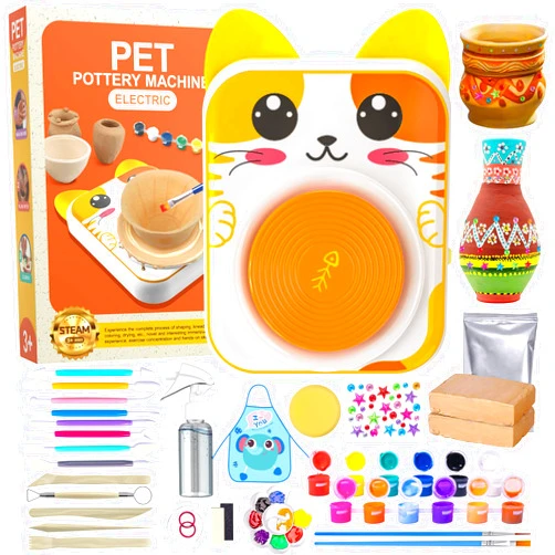 Roaxkois Pottery Wheel for Kids, Mini Pottery Wheel for Beginners, Pottery Painting Kit & Clay Sculpting Tools for Kids, Detachable Turntable, Adjustable Speed, Arts & Crafts for Kids Ages 6-12