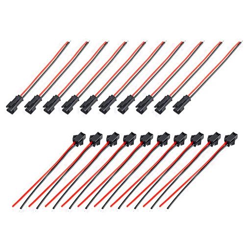 Babaobox 10 Pairs 24 AWG JST SM Plug 2Pin Male and Female Wire Connector Adapter Electrical Cable