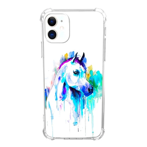 Dolosflap Arabian Watercolor Horse Case Compatible with iPhone 11, Arabian Watercolor Horse Pattern Slim Shockproof TPU Bumper Anti-Scratch Protective Cover Case for iPhone 11