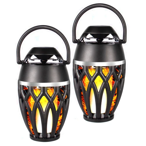 Vanten 2 Packs Outdoor Bluetooth Speakers, Bluetooth 5.0 Led Flame Speaker, IPX5 Waterproof Flame Torch Atmosphere Speaker, Flame Lamp, Gifts for Men Women, Decorations for Party Garden Home Patio