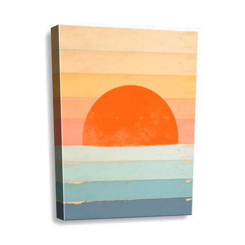 Ploceiny Boho Sun Wall Art, Framed Canvas Wall Art Rainbow Sun Rising on the Horizon Geometric Nature Illustrations Line Art Wall, Mid-Century Modern Prints Boho Wall Decor for Living Room, Bedroom, Bathroom,