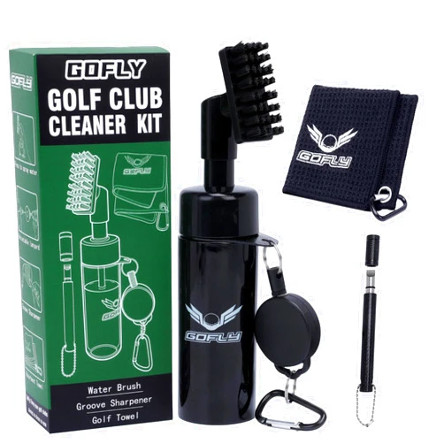 Gofly Golf Club Cleaning Kit, Golf Club Brush & Golf Groove Sharpener & Absorbent Golf Towel, Leak-proof Stretchable Press-Spray Golf Club Cleaner, Golf Gifts for Men, Essential Accessories for Golfer