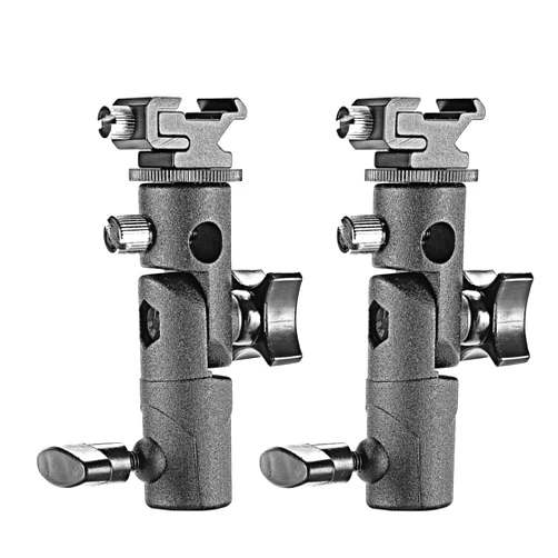 Neewer Professional Universal E Type Camera Flash Speedlite Mount Swivel Light Stand Bracket with Umbrella Holder for Canon Nikon Pentax Olympus and Other Flashes, Studio Light, LED Light(2 Pack)