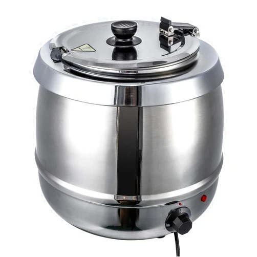 GARVEE 10.5Qts Commercial Grade Soup Kettle with Hinged Lid and Detachable Stainless Steel Pot Sliver Soup Kettle Warmer Temperature Control Knob for Big Family Gathering and Restaurant