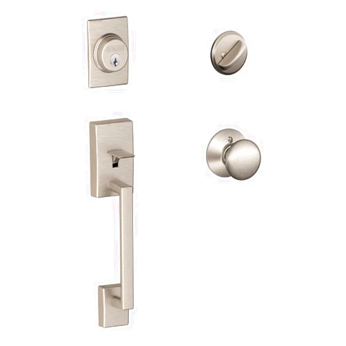 SCHLAGE F60 CEN 619 Century Single Cylinder Handleset and Plymouth Knob, Satin Nickel