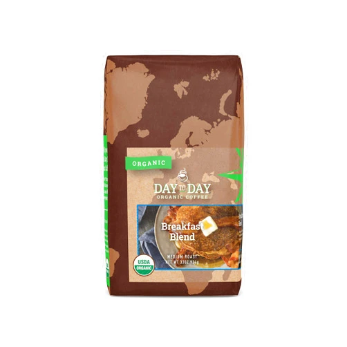 Day To Day Coffee Organic Whole Bean Coffee, Breakfast Blend 33 Ounce Coffee Bag Organic Whole Bean Coffee 1 Pack