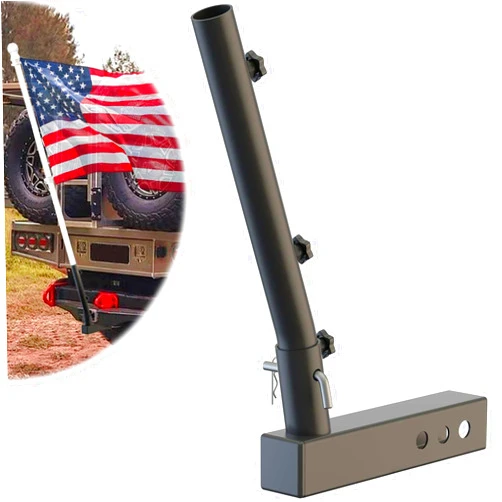 DIOVPLX Hitch Flag Pole Holder, Heavy Duty Universal 2 Inches Trailer Receivers Flagpole Bracket, Fit for Jeep, SUV, RV, Pickup, Truck, Camper, UTV, ATV