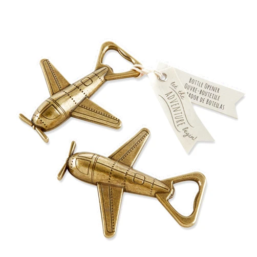 Kate Aspen Airplane Bottle Opener Bundle of 12, Gold