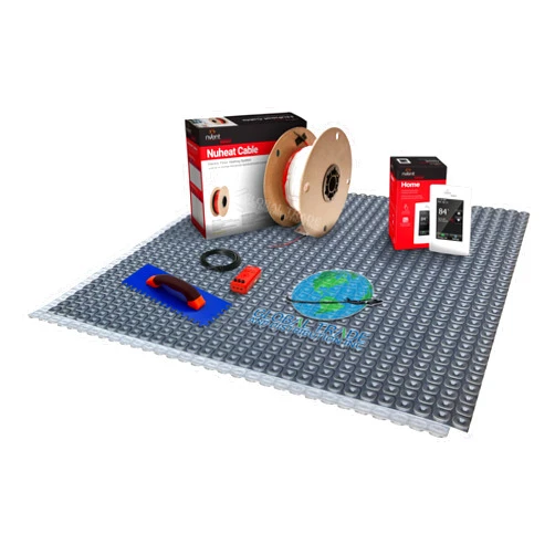 NuHeat N1C015-H-KIT 15 sq ft Home Comfort Floor Heat Kit with Home Thermostat, Heat Membrane, Heat Cable, MatSense Pro fault indicator