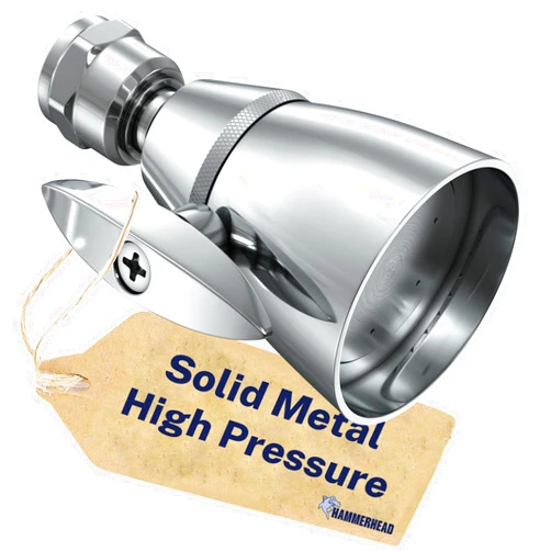 HammerHead Showers® Solid Metal 2 Inch High Pressure Shower Heads - CHROME – 2.5 GPM Shower Heads High Pressure - High Flow Shower Head with ADJUSTABLE SPRAY PATTERN - Fixed Shower Head