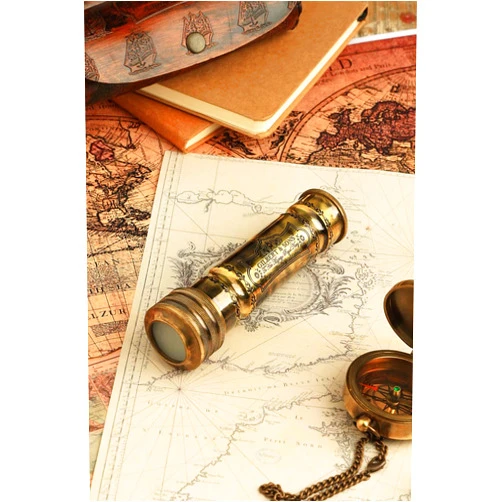 JUNZALINAUTIC Handmade Brass Kaleidoscope with Leather Case - Vintage Look - Antique Finish - Nautical for Friends Family.