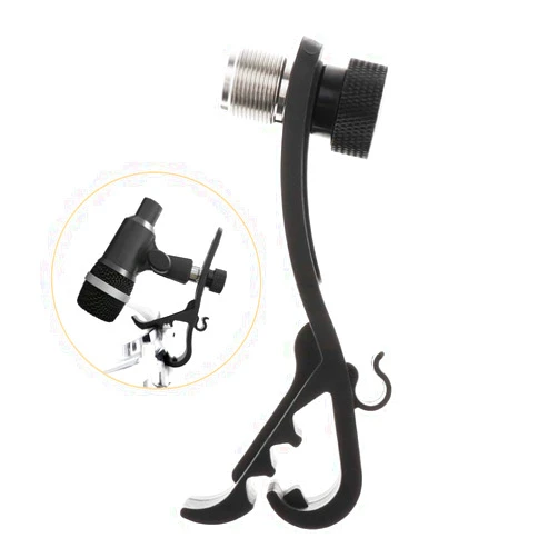 Alnicov Black Drum Mic Shockproof Clamp Metal Movable Mount Kit Hard Groove Gear Universal Mic Clip Adjustable