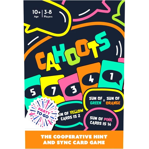 Gamewright - Party to Go - Cahoots - The Cooperative Hint and Sync Card Game - Age 10+, 3-8 Players