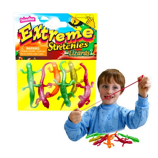 Deluxebase Extreme Stretchies - Lizards from Pack of 4 Small Reptile Animal Stretchy Toys. Perfect for Kids, Great Party Favors and Pinata Stuffers