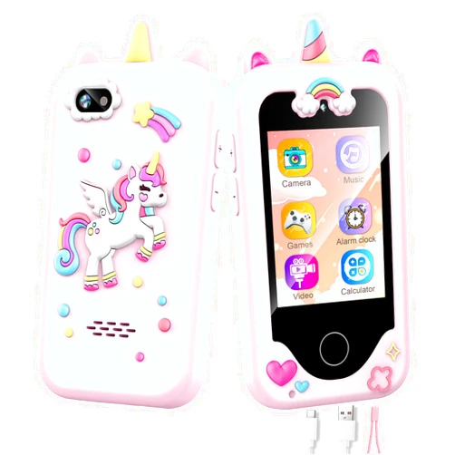 WEOLULI Kids Smart Phone for Girls, Christmas Birthday Gifts for Girls Age 3-10,Kids Toys Cell Phone, Toddler Learning Play Toy Phone with Dual Camera, Game, Music Player