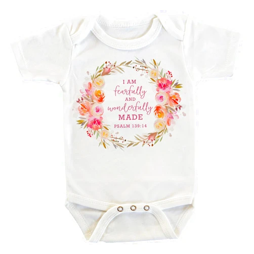 Witty and Bitty Fearfully and Wonderfully Made Psalms 139:14 Onesie/Bodysuit
