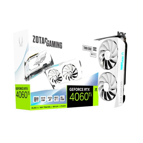 ZOTAC Gaming GeForce RTX 4060 Ti 8GB Twin Edge OC White Edition DLSS 3 8GB GDDR6 128-bit 18 Gbps PCIE 4.0 Compact Graphics Card, IceStorm 2.0 Advanced Cooling, Spectra RGB Lighting, ZT-D40610Q-10M