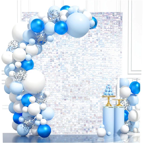 LuoluoHouse Silver Shimmer Backdrop Sequin Backdrop Shimmer Wall Backdrop Panels Background for Bachelorette Party Bridal Shower Stage Panel Decor 12 Packs
