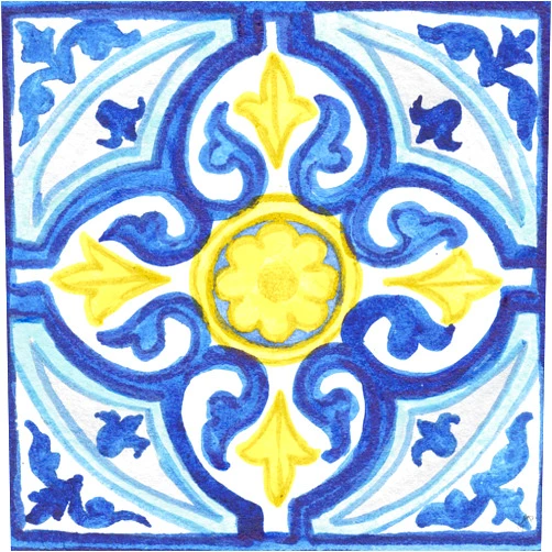 Thirstystone Blue & Yellow Tile Decorative Heat Tolerant Ceramic Stone Trivet 7.9