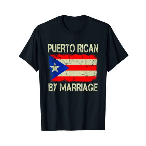 Family Roots Supply Co. Puerto Rican By Marriage Puerto Rico Flag Funny Husband Wife T-Shirt