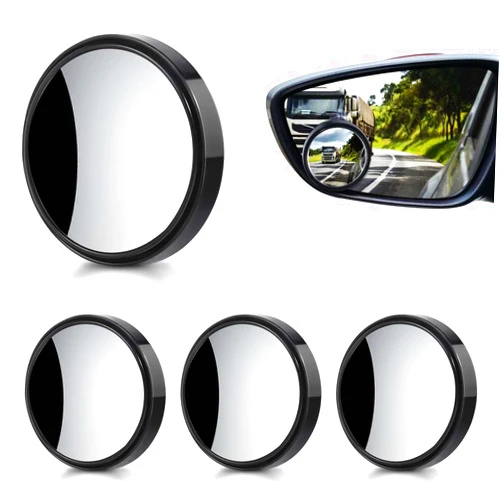 OBTANIM 4 Pack Blind Spot Car Mirror 2 Inch Angle Adjustable HD Glass Round Side Rear View Convex Accessories with Frame for Car SUV Trucks Motorcycles