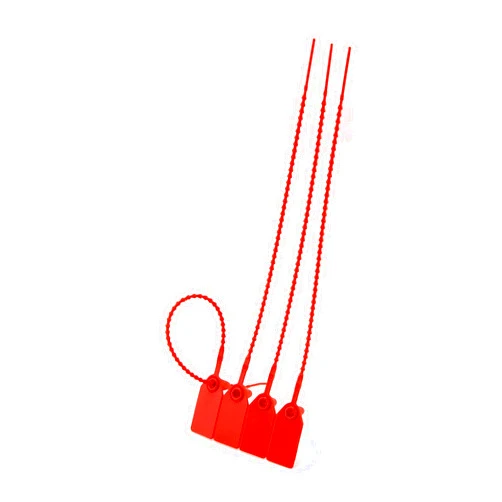 QWORK Plastic Tamper Seals, 200 Pcs Tamper Self-Locking Security Zip Tie, Pull-Tite Security Tag for Fire Extinguishers and Fire Safety, 9-13/16