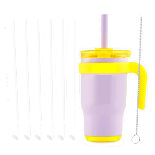 Bubrike Replacement Straws Compatible with Reduce Coldee Tumbler - Kids 14 Oz Reduce Mug Straw Replacement- 6 Pack Straws And 1 Pack Cleaning Brush.